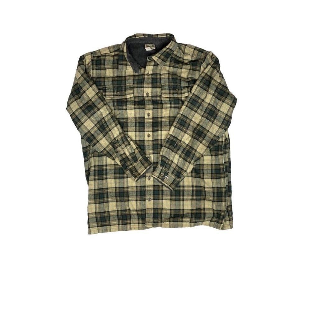 LL Bean Tan/Brown 100% Cotton Button Down Flannel Men's Sz 2XL Tall